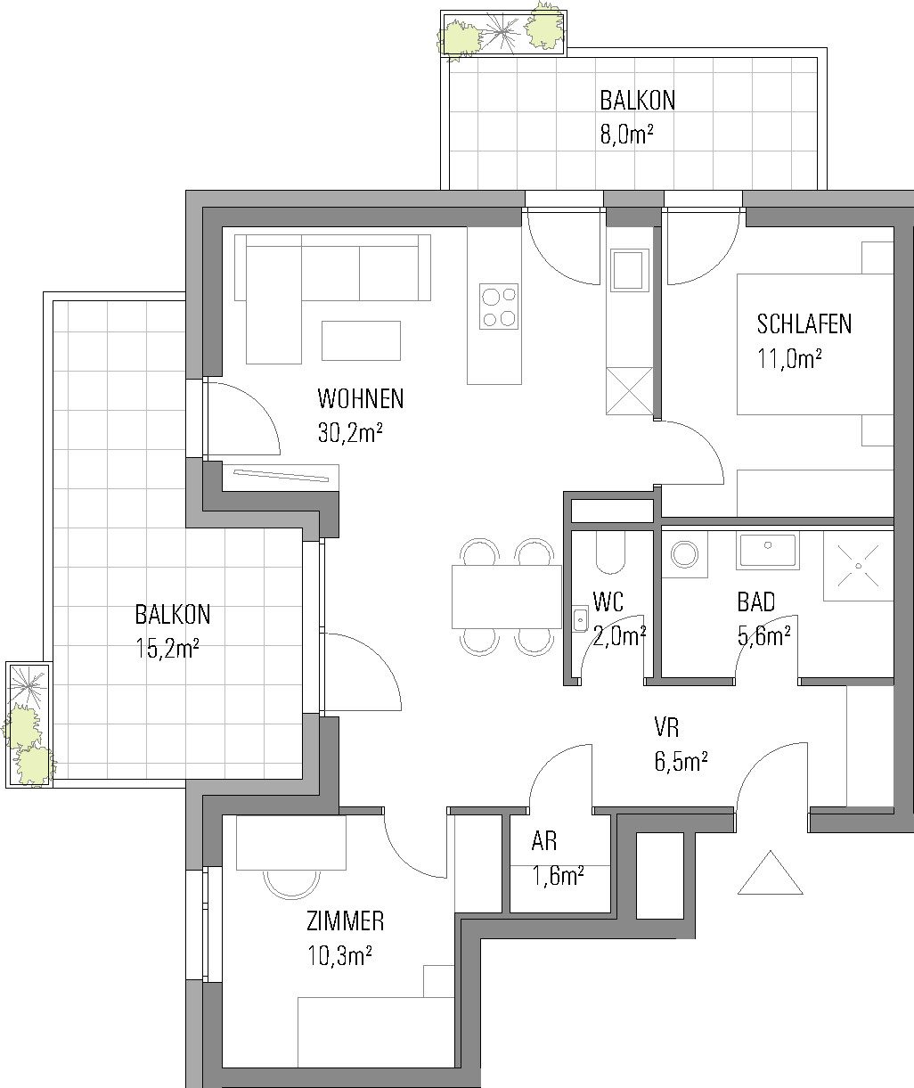 Grundriss – Klagenfurt · Neubau: 3-Zimmer-Anlegerwohnung ca. 67 m² · Oasis City Life Klagenfurt · provisionsfrei