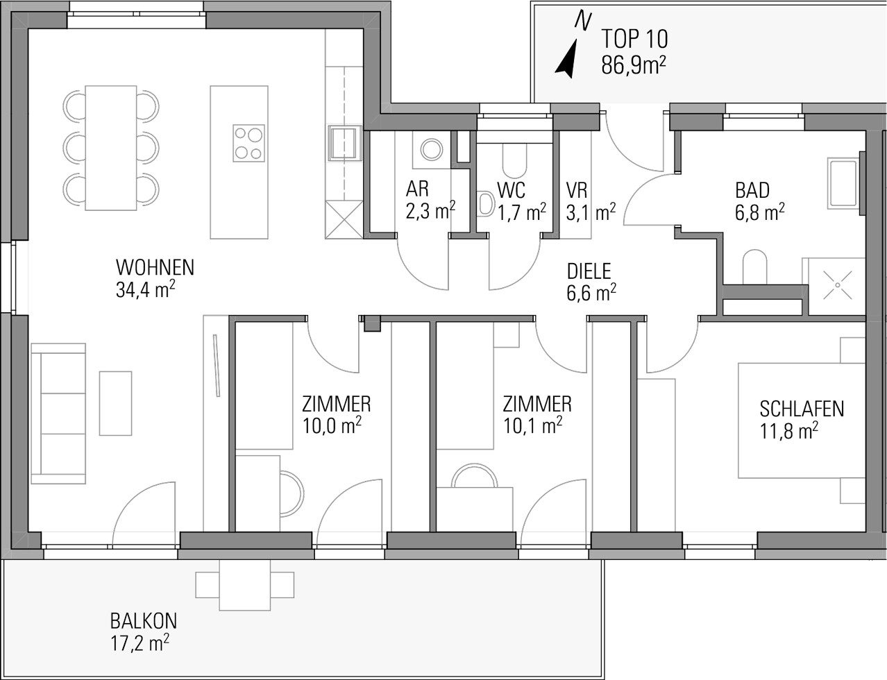 Grundriss – Kalsdorf · Bestand: 4-Zimmer-Anlegerwohnung ca. 87 m² · Oasis Smart Village Kalsdorf - Haus 2, 3, 4, 5 · provisionsfrei