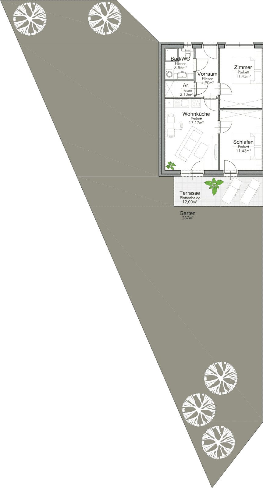 Grundriss – St. Georgen an der Stiefing · Neubau: 3-Zimmer-Anlegerwohnung ca. 51 m² · St. Georgen an der Stiefing BA2 · provisionsfrei