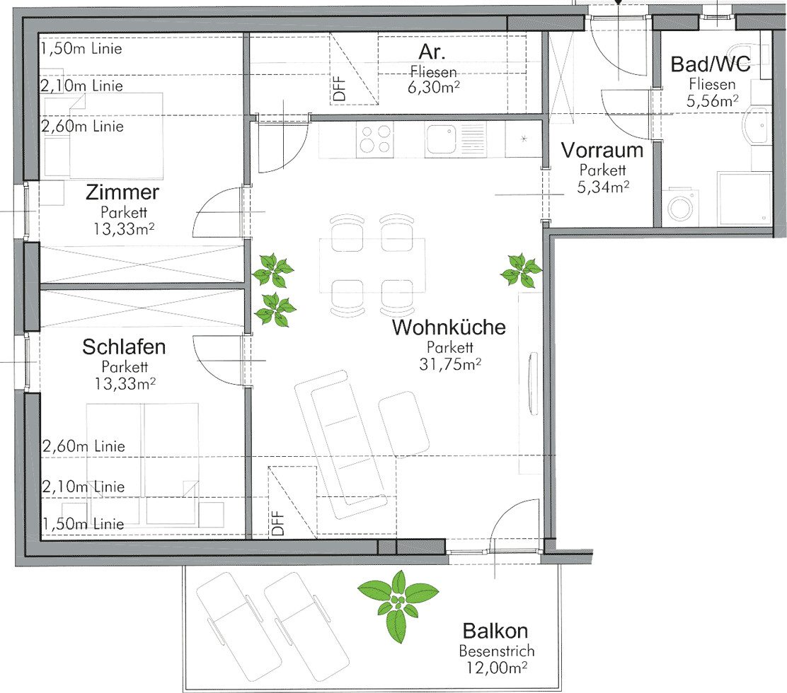 Grundriss – St. Georgen an der Stiefing · Neubau: 3-Zimmer-Anlegerwohnung ca. 76 m² · St. Georgen an der Stiefing BA2 · provisionsfrei