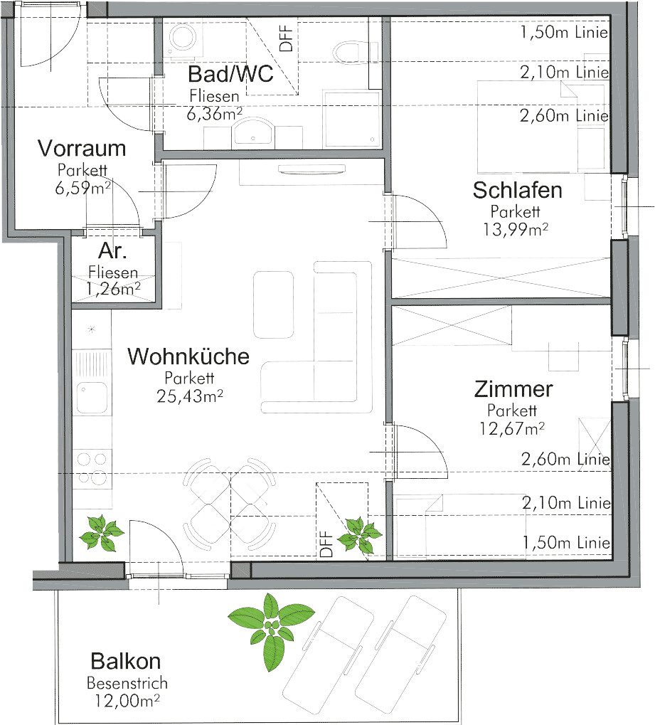 Grundriss – St. Georgen an der Stiefing · Neubau: 3-Zimmer-Anlegerwohnung ca. 66 m² · St. Georgen an der Stiefing BA2 · provisionsfrei