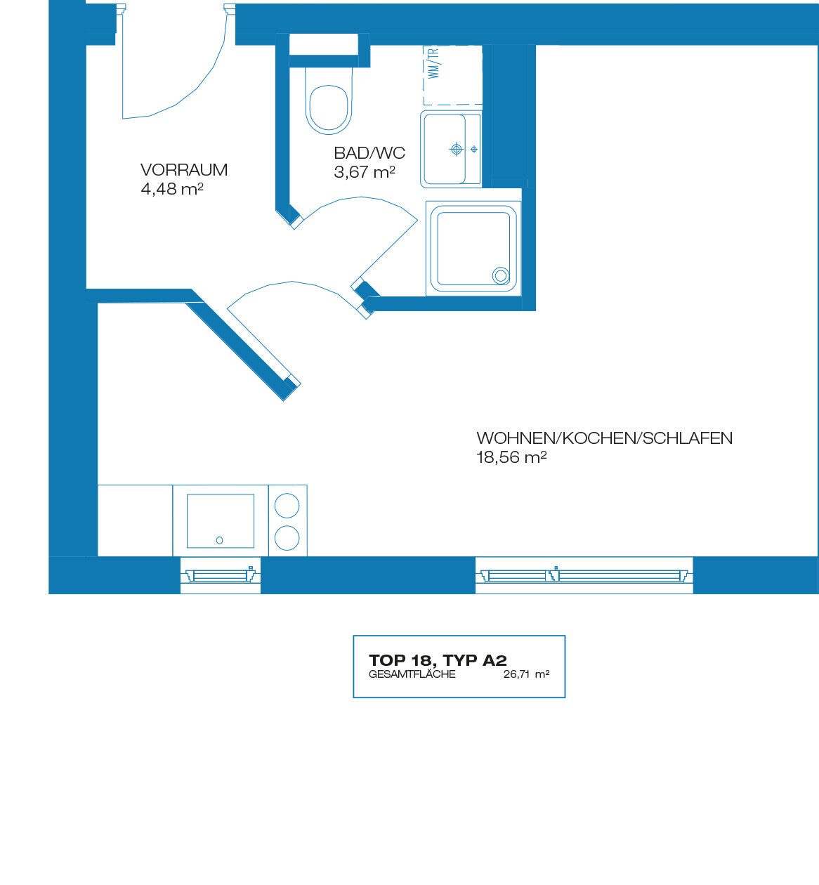 Grundriss – Graz-Wetzelsdorf · Bestand: 1-Zimmer-Anlegerwohnung ca. 27 m² · Straßganger Straße · provisionsfrei